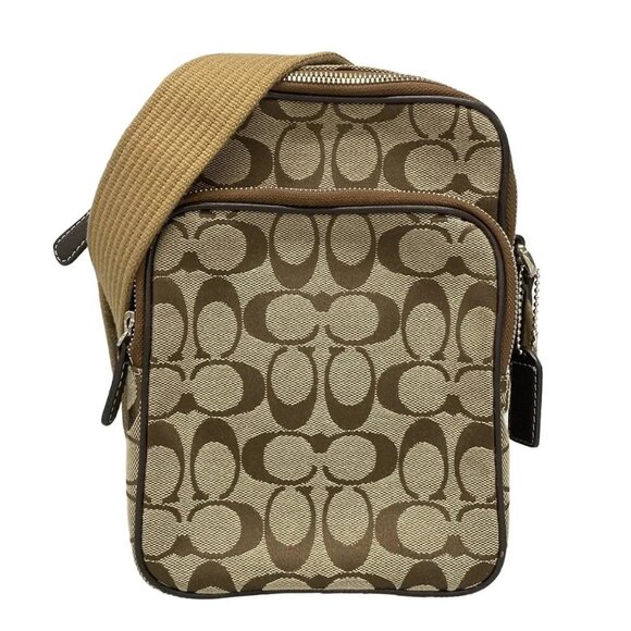 Auth COACH Signature International Shoulder Bag 4270 Dark Brown Light Brown - Picture 1 of 11